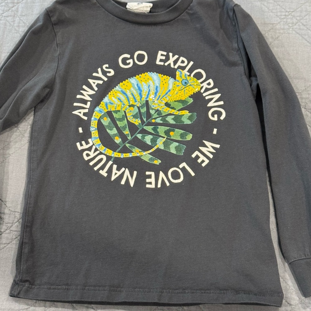H&M Kids Long Sleeve Shirt with Chameleon Design - Size 6/7